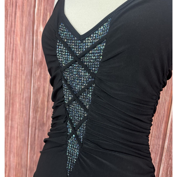 Vintage Y2K VIZIO Black Fairy Grunge Dress Halter Neck Whimsigoth Made in USA L - Picture 4 of 6